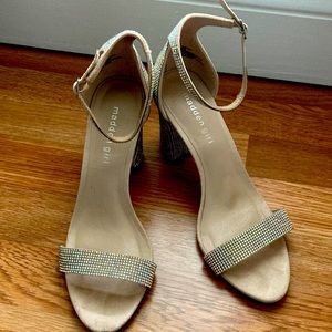 Madden girl formal heels size 8.5 worn for a wedding.  Ankle strap/comfortable
